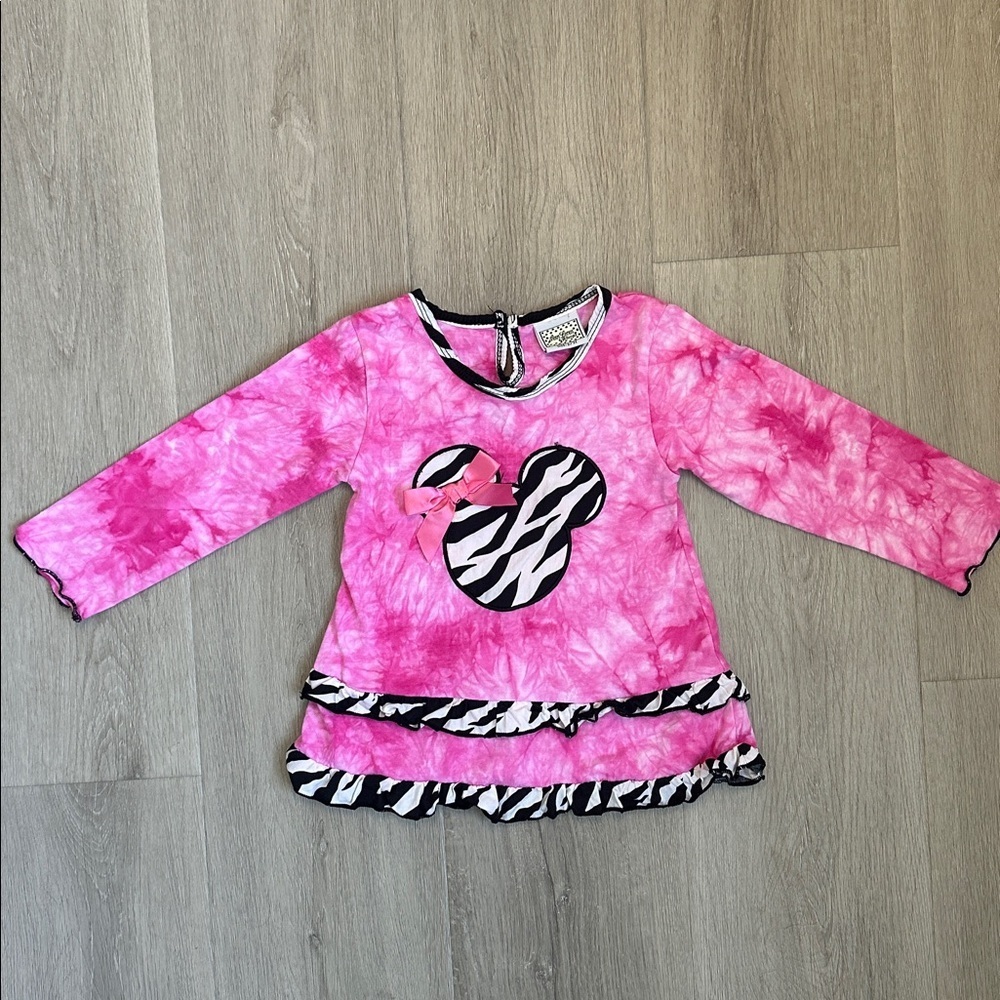 Ann Loren Pink Tie-Dye Mickey Mouse Kids Outfit size 2/3t - Picture 6 of 12